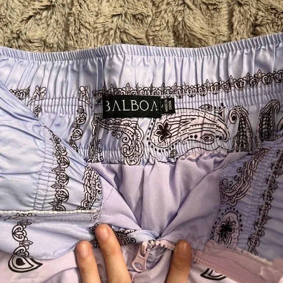 Purple and Black Athletic Shorts with Elastic Waistband - Picture 5 of 5